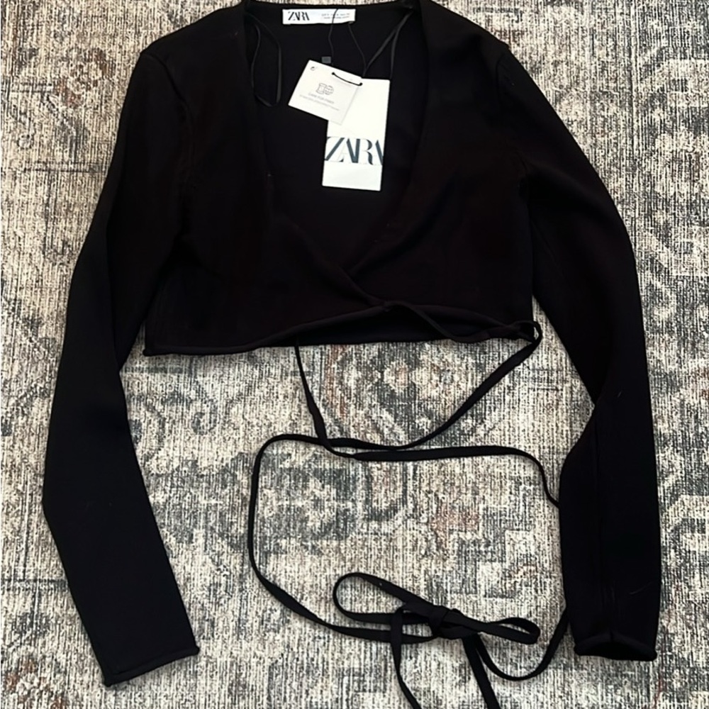 Zara Black Wrap Crop Top